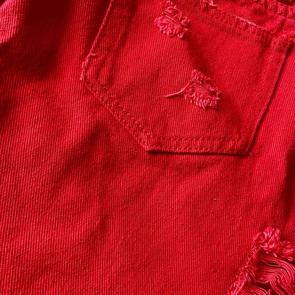 🆕Fashion Nova Caffeine - Distressed scarlet red denim mini skirt - Picture 8 of 12